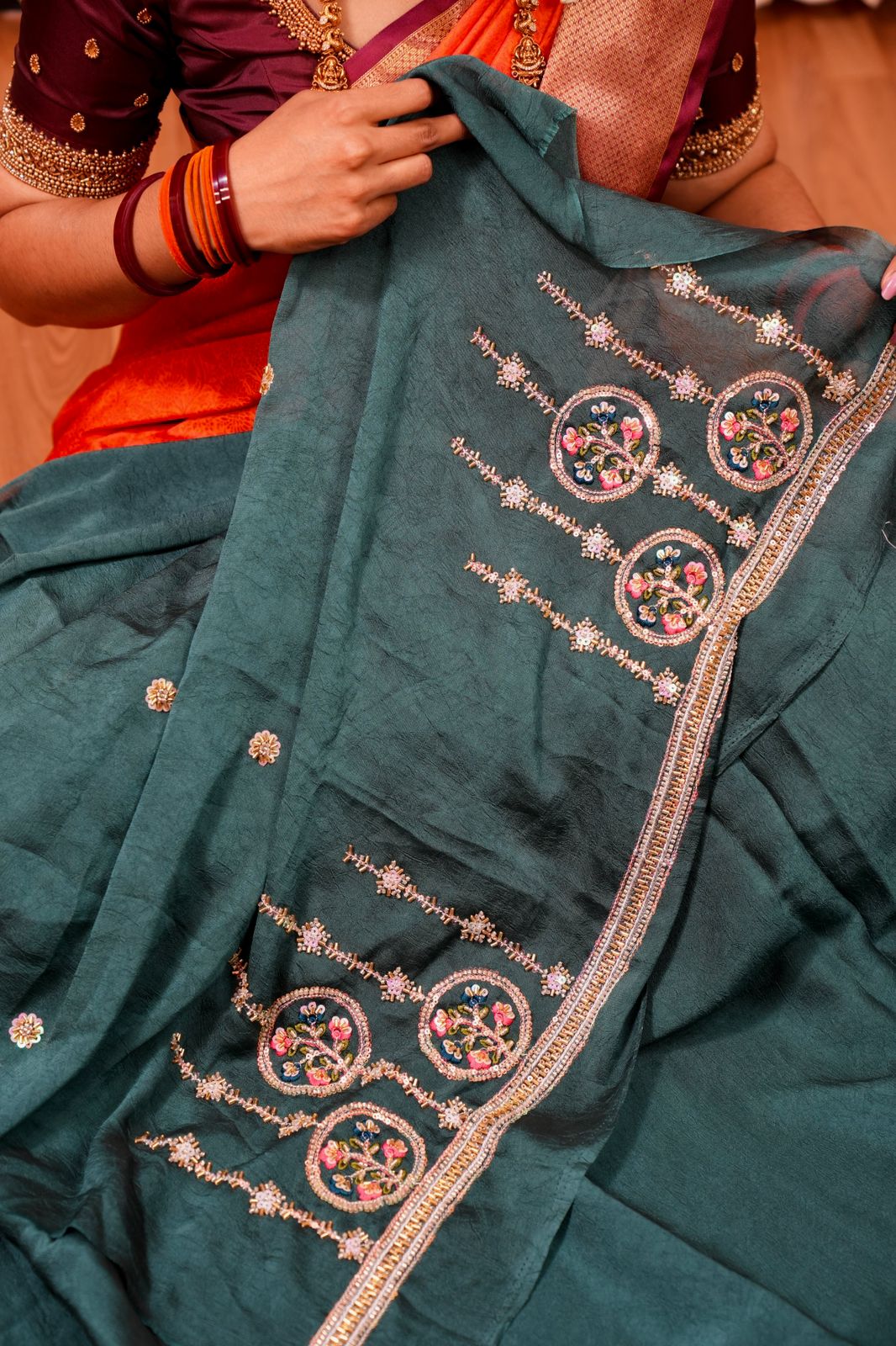 Designer saree with work blouse🥳✅