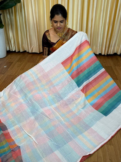 Linen Cotton saree🥰😎🌈📚