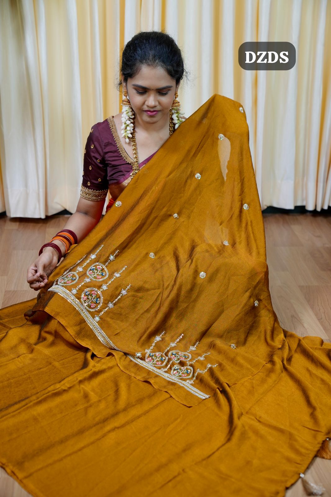 Designer saree with work blouse🥳✅