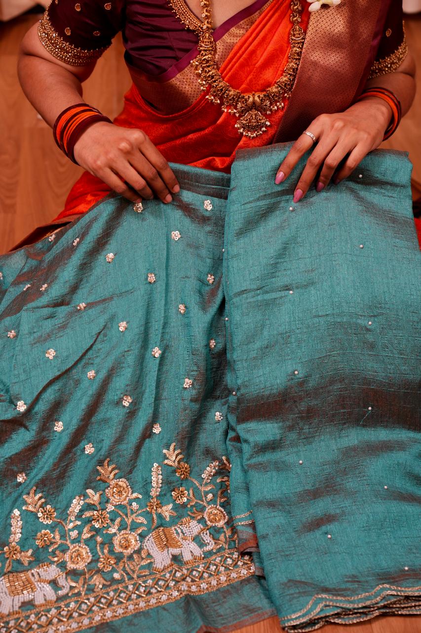 Designer saree with Heavy work blouse🥳✅