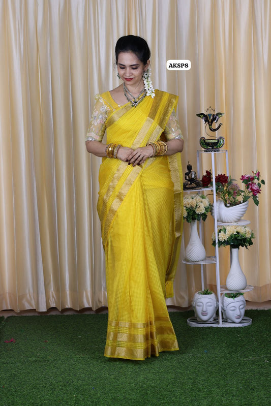 Soft organza saree with checks🥳