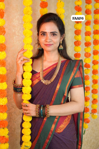 Cotton with Rettapetta Border saree🥳