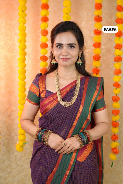 Cotton with Rettapetta Border saree🥳