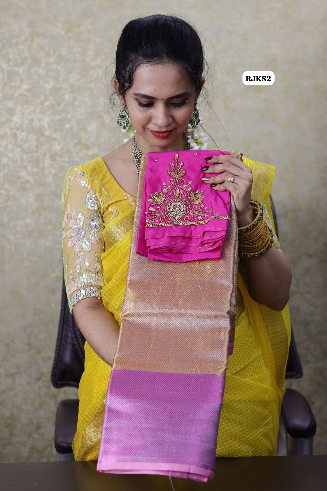 Jothika Katan saree tissue saree with Aari blouse offer🏃🏻‍♀️(pink)