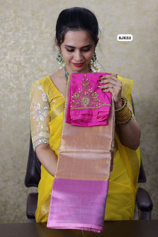Jothika Katan saree tissue saree with Aari blouse offer🏃🏻‍♀️(pink)