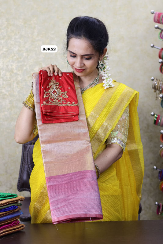 Jothika Katan tissue saree with Aari blouse offer🏃🏻‍♀️(Red)