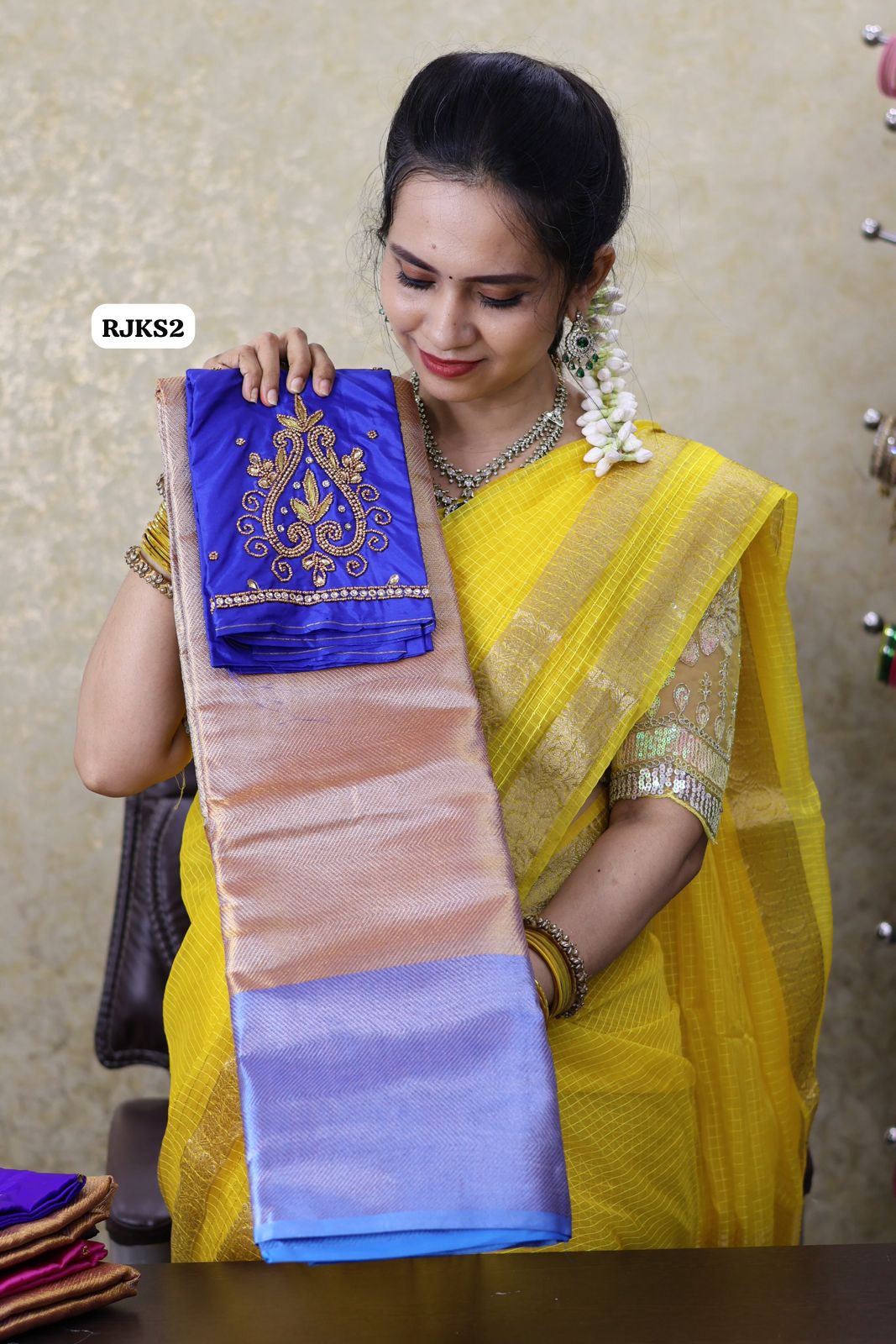 Jothika Katan tissue saree with Aari blouse offer(Royal blue)🏃🏻‍♀️