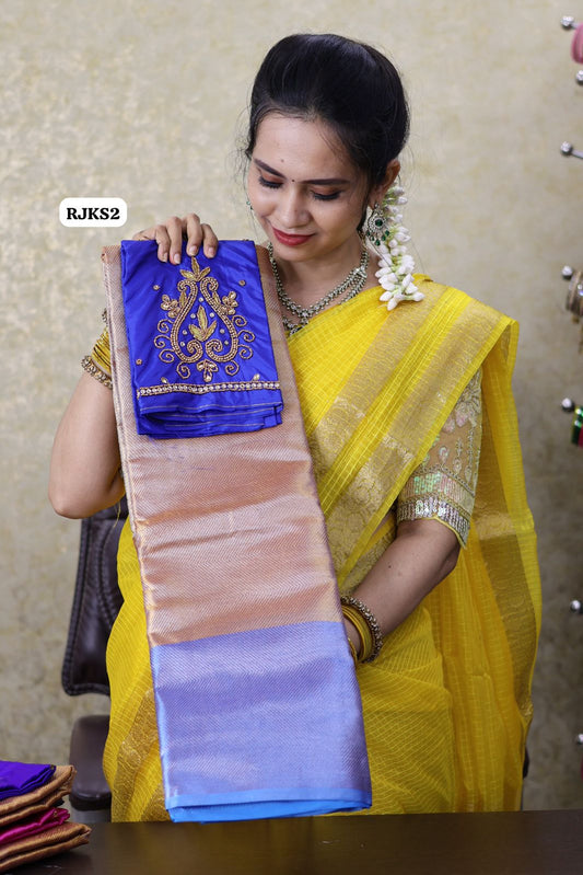 Jothika Katan tissue saree with Aari blouse offer(Royal blue)🏃🏻‍♀️
