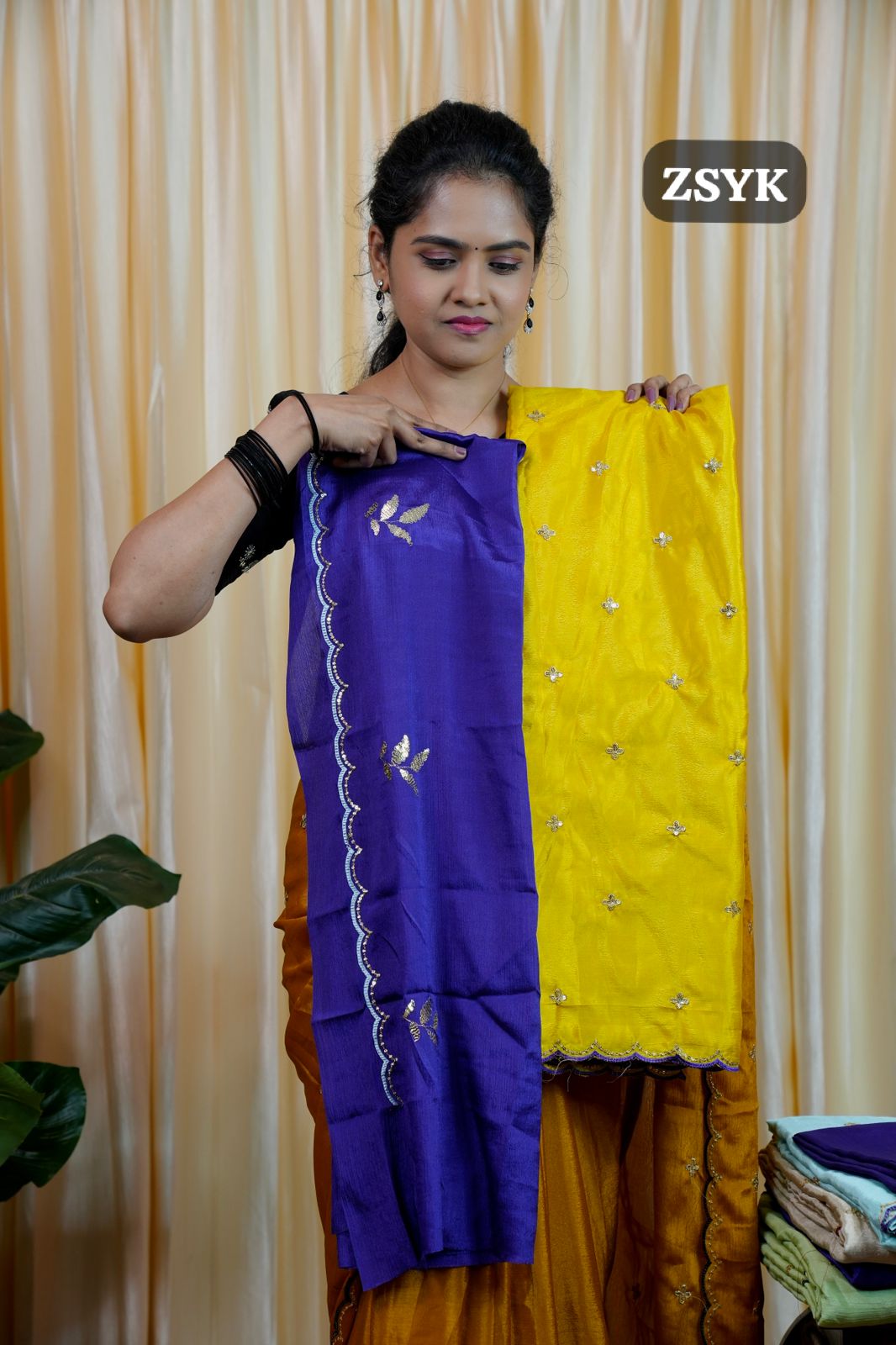 Soft chinnon with embroidery & sequence work🥳