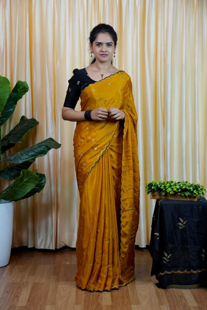 Soft chinnon with embroidery & sequence work🥳