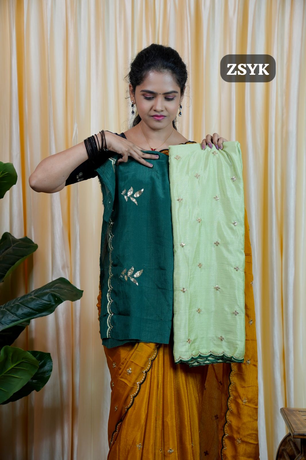 Soft chinnon with embroidery & sequence work🥳