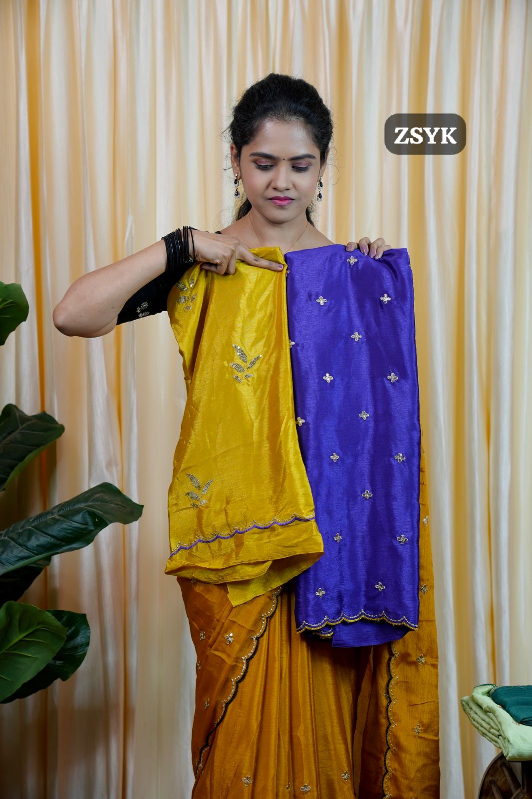 Soft chinnon with embroidery & sequence work🥳