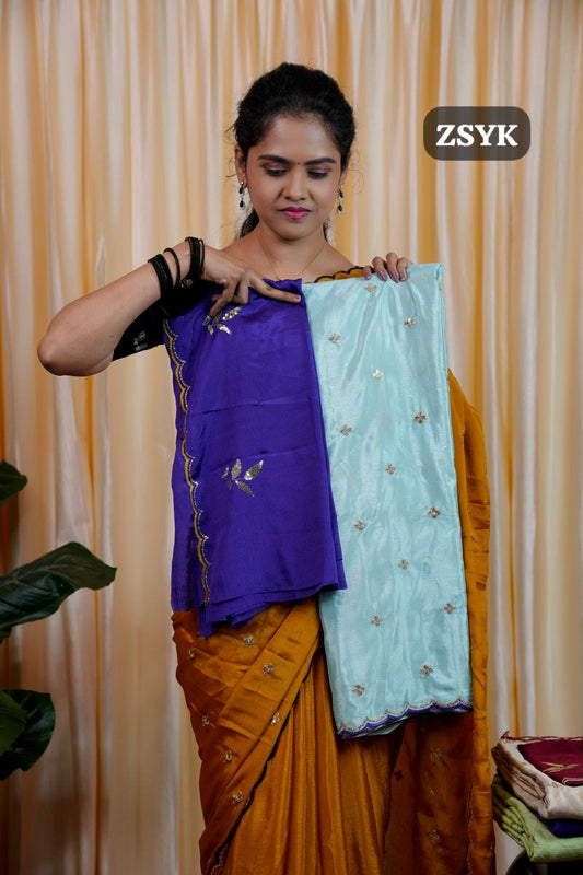 Soft chinnon with embroidery & sequence🥳