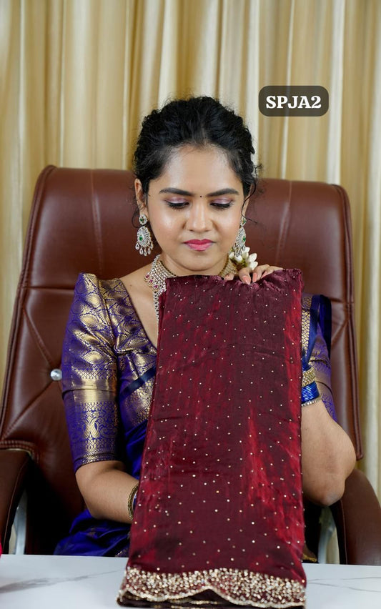Premium space silk sarees with real jarkhan diamond work🥳✅