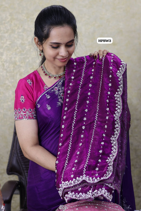 Heavy premium space silk saree with katdana beads work 😍🥳