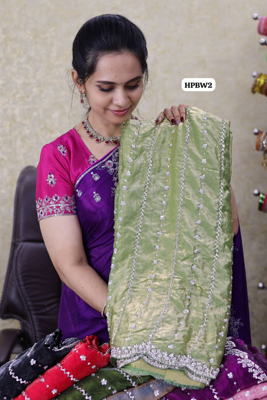 Heavy premium space silk saree with katdana beads work 😍🥳
