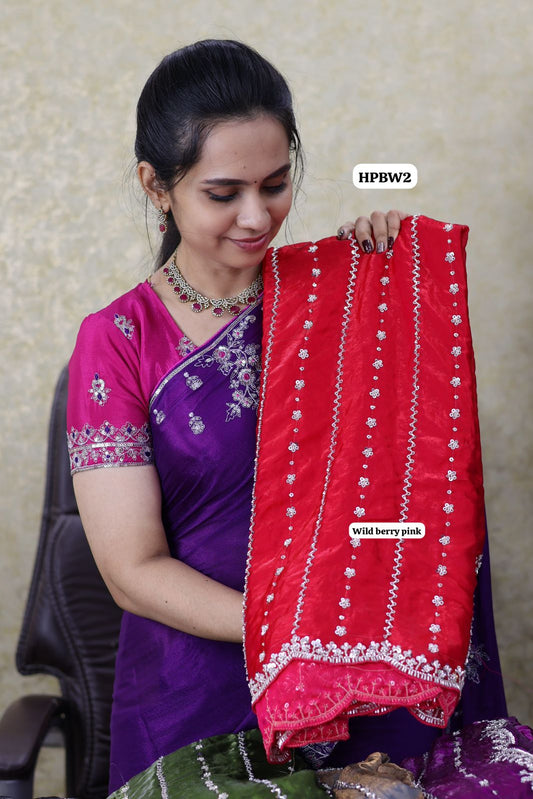 Heavy premium space silk saree with katdana beads work 😍🥳