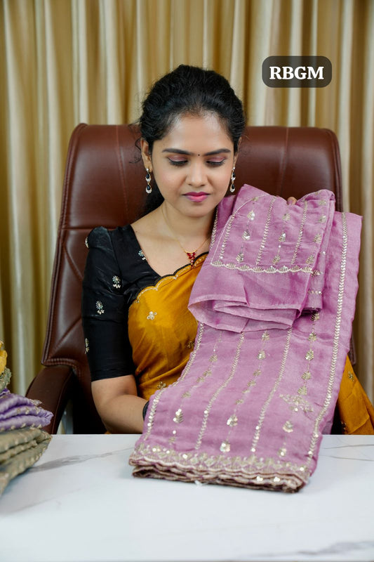 Space silk saree with heavy work🥳