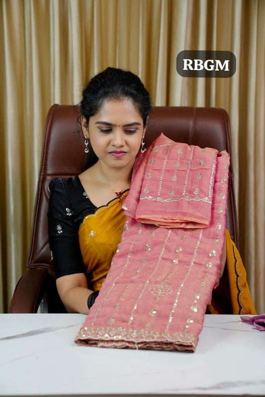 Space silk saree with heavy work🥳