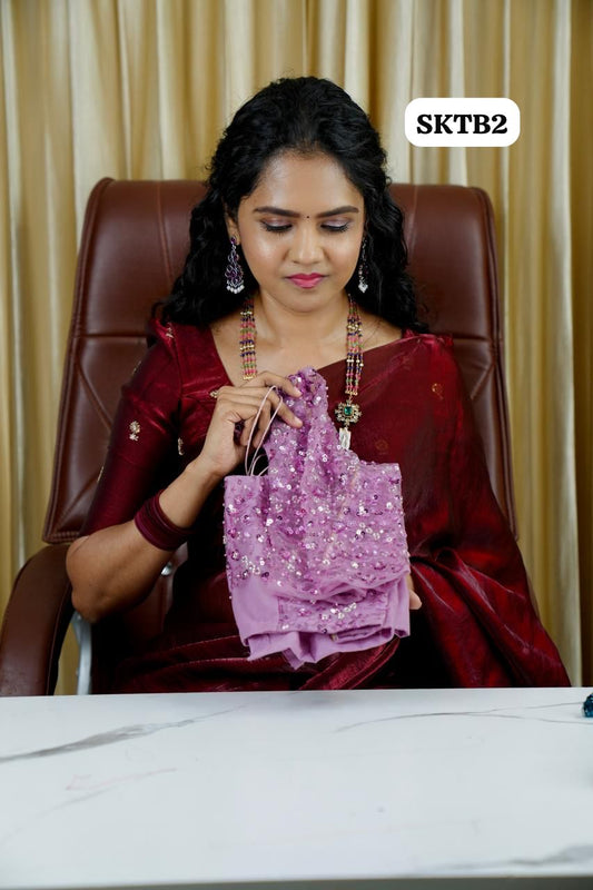 Beeds with sequence work in net blouse (Unstitched) 🥳 Prebook