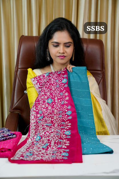 Budget friendly designer saree with Work blouse🥰😎