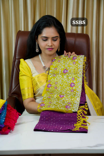 Budget friendly designer saree with Work blouse🥰😎