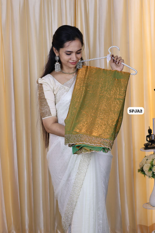 Premium space silk saree with real jarkhan diamond work😍🥳