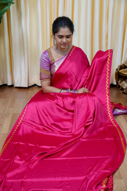 Premium modal satin .silk saree with .heavy latkan😍 🥳