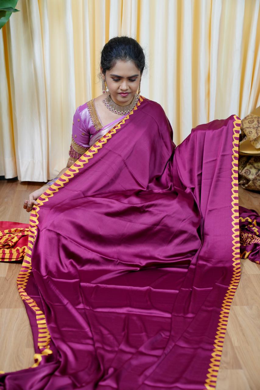 premium modal satin silk saree🥳