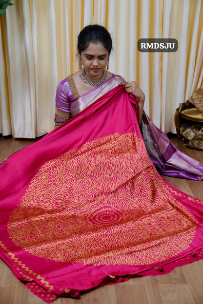 Premium modal satin .silk saree with .heavy latkan😍 🥳