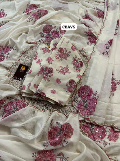 Designer chiffon saree 🥳