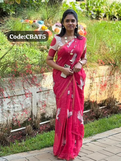 . Linen cotton saree🥰😎📚