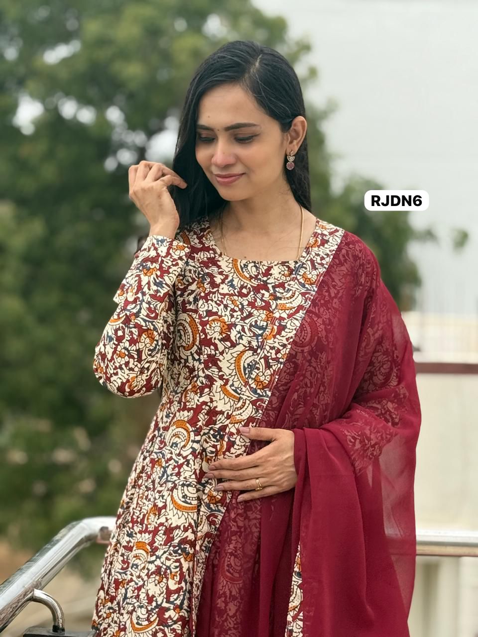 KalamKari cotton long gown with duppatta ..🥳