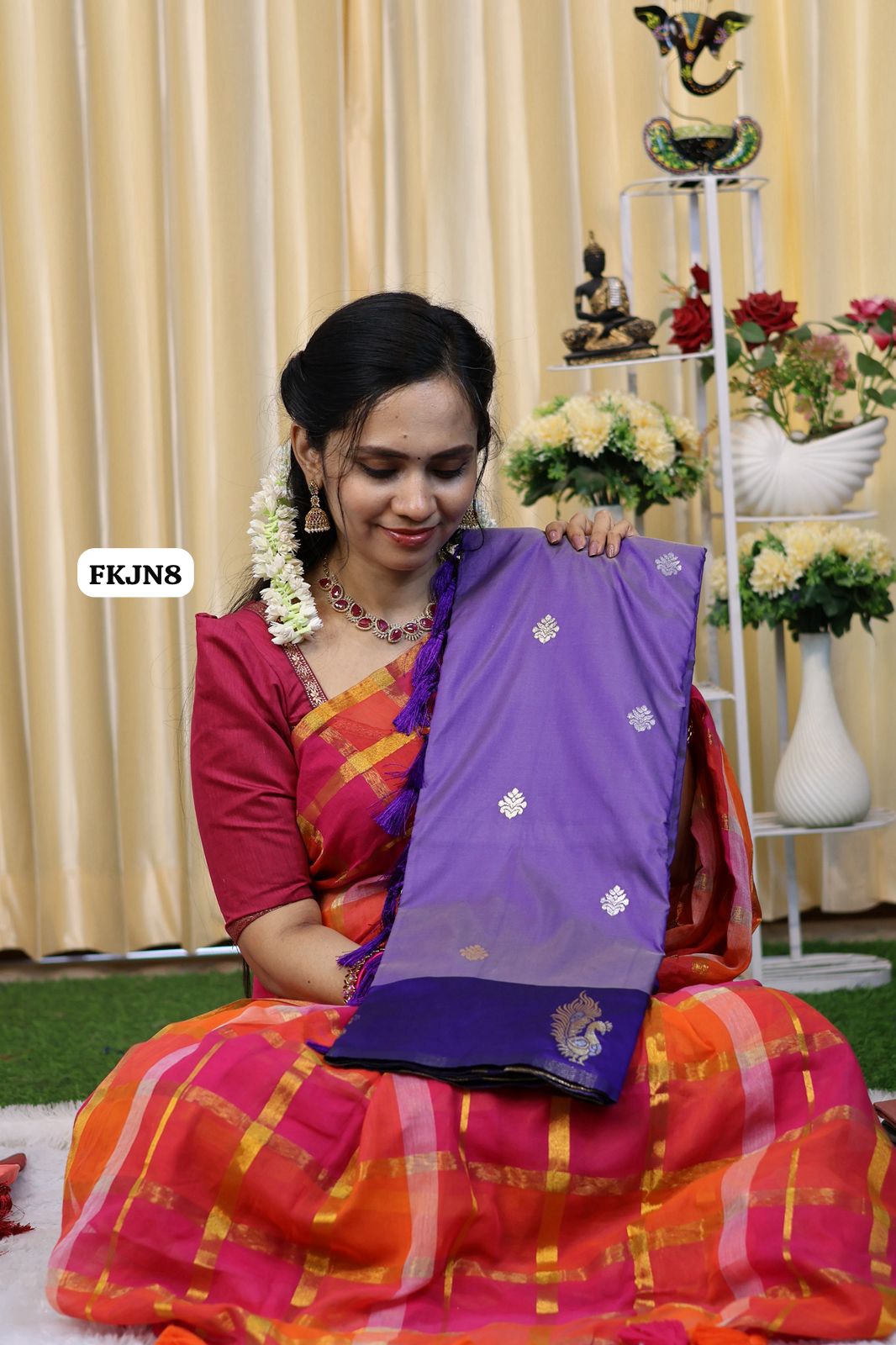 Kanchi Semi sift silk saree with zari weaving pallu and contrast blouse😍🥳