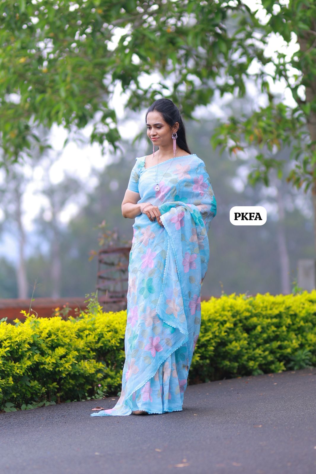 Crunchy crush embroidery thread work saree. 🥳