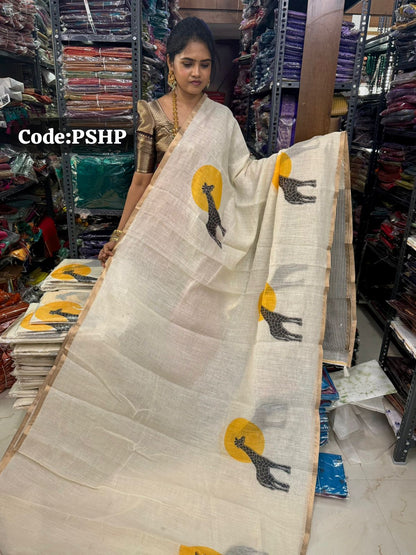 Linen Cotton saree🥰😎🌈📚