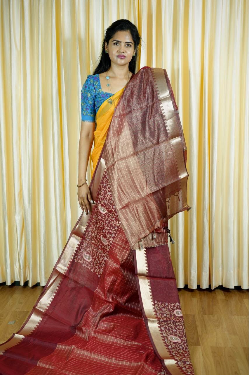 Designer embroidery and mirror work saree🥰😎📚