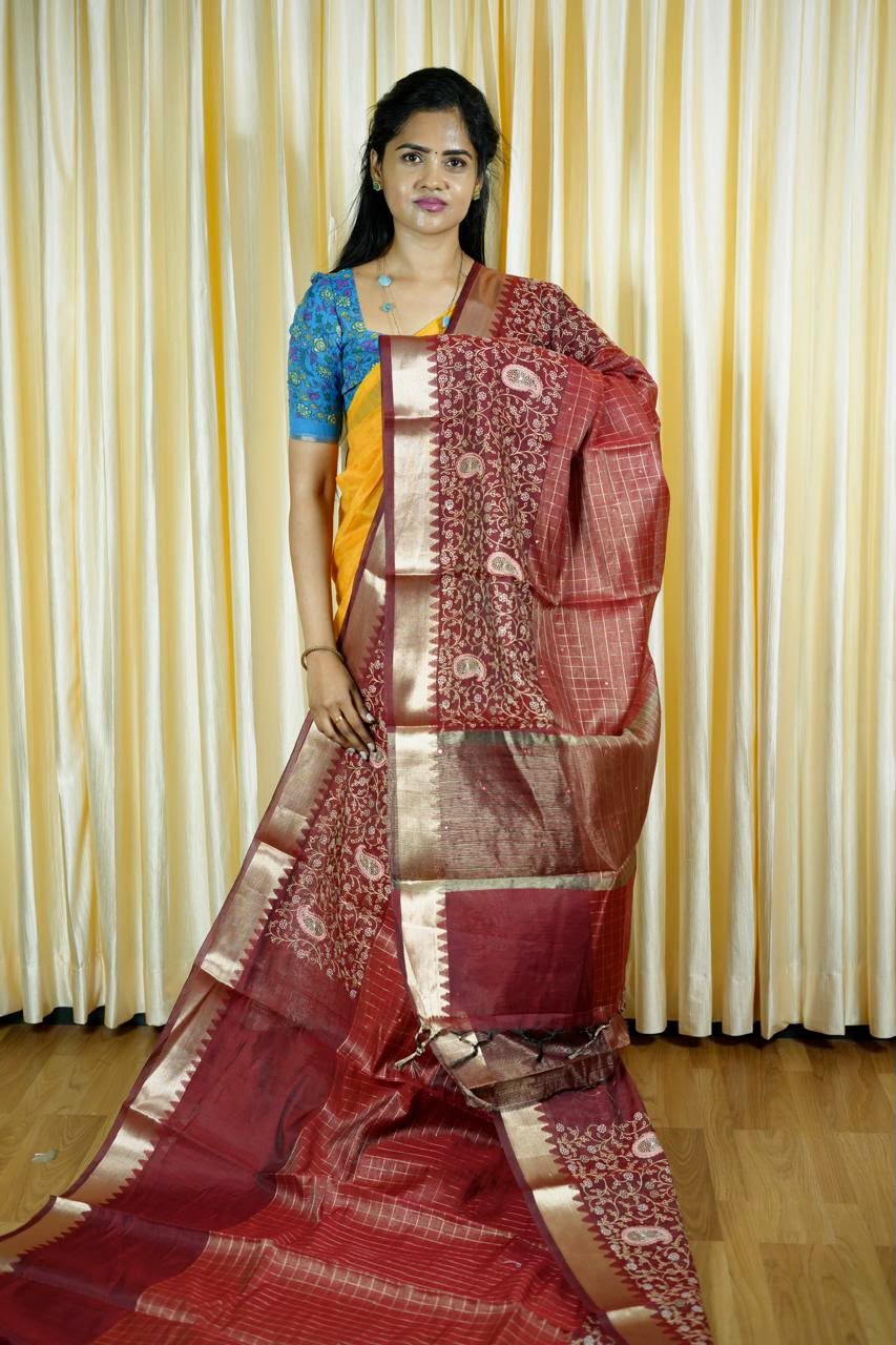 Designer embroidery and mirror work saree🥰😎📚