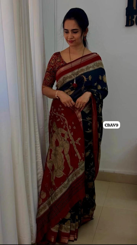 Modal semi soft silk with kalamkari design 😍😎📚