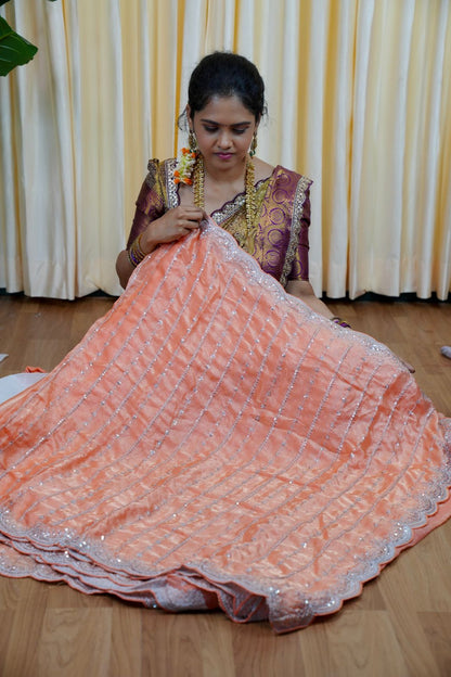Space silk saree with Machine work silver weaving🥰😎