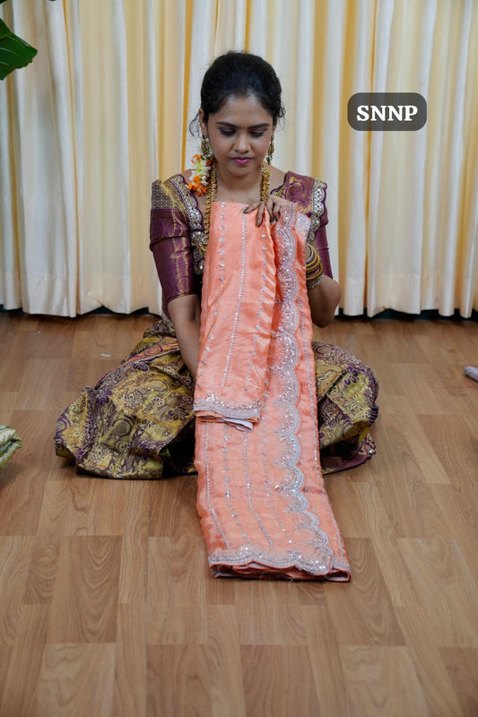 Space silk saree with Machine work silver weaving🥰😎🌈