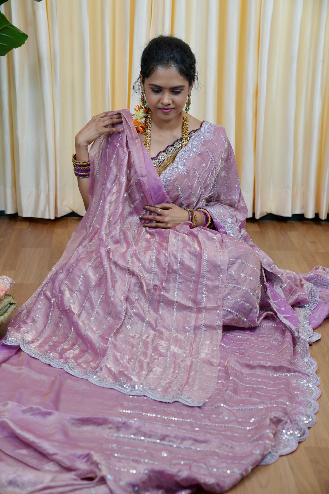 Prebook - Space silk saree with silver chumky works 🥰😎📚