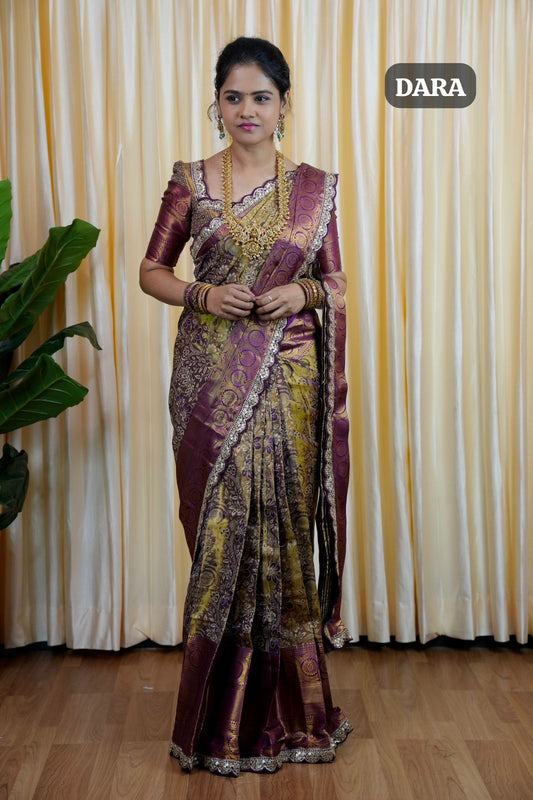 Premium bridal Kanchipuram semi silk sarees with lace work 🥰😎