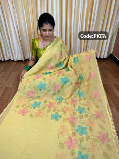 Crunchy crush embroidery thread work saree 🥳