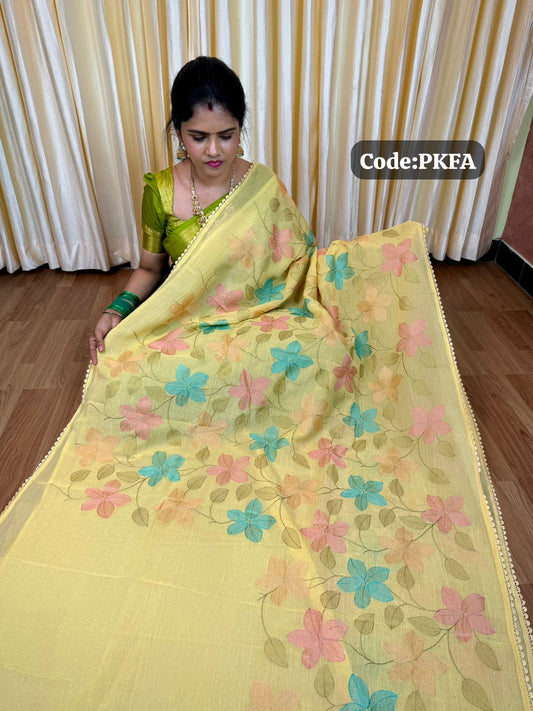 Crunchy crush embroidery thread work saree 🥳