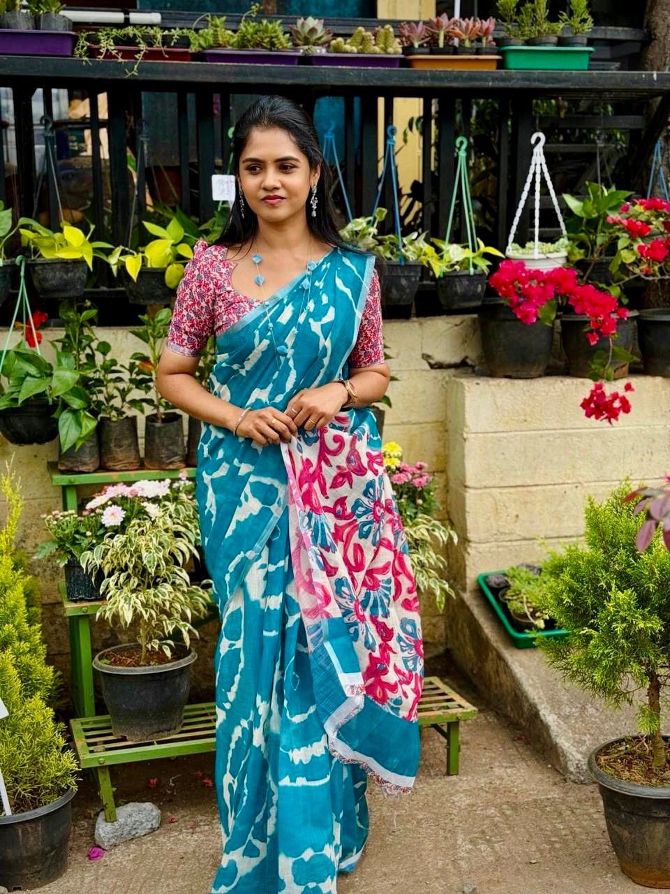 Linen cotton saree🥰😎📚