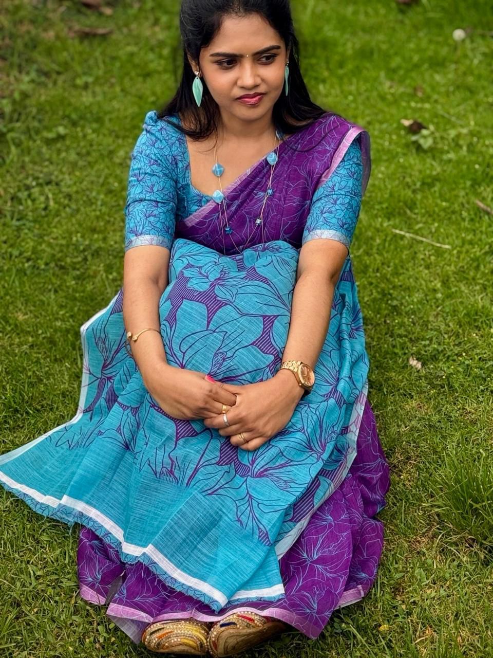 Linen cotton saree 🥳