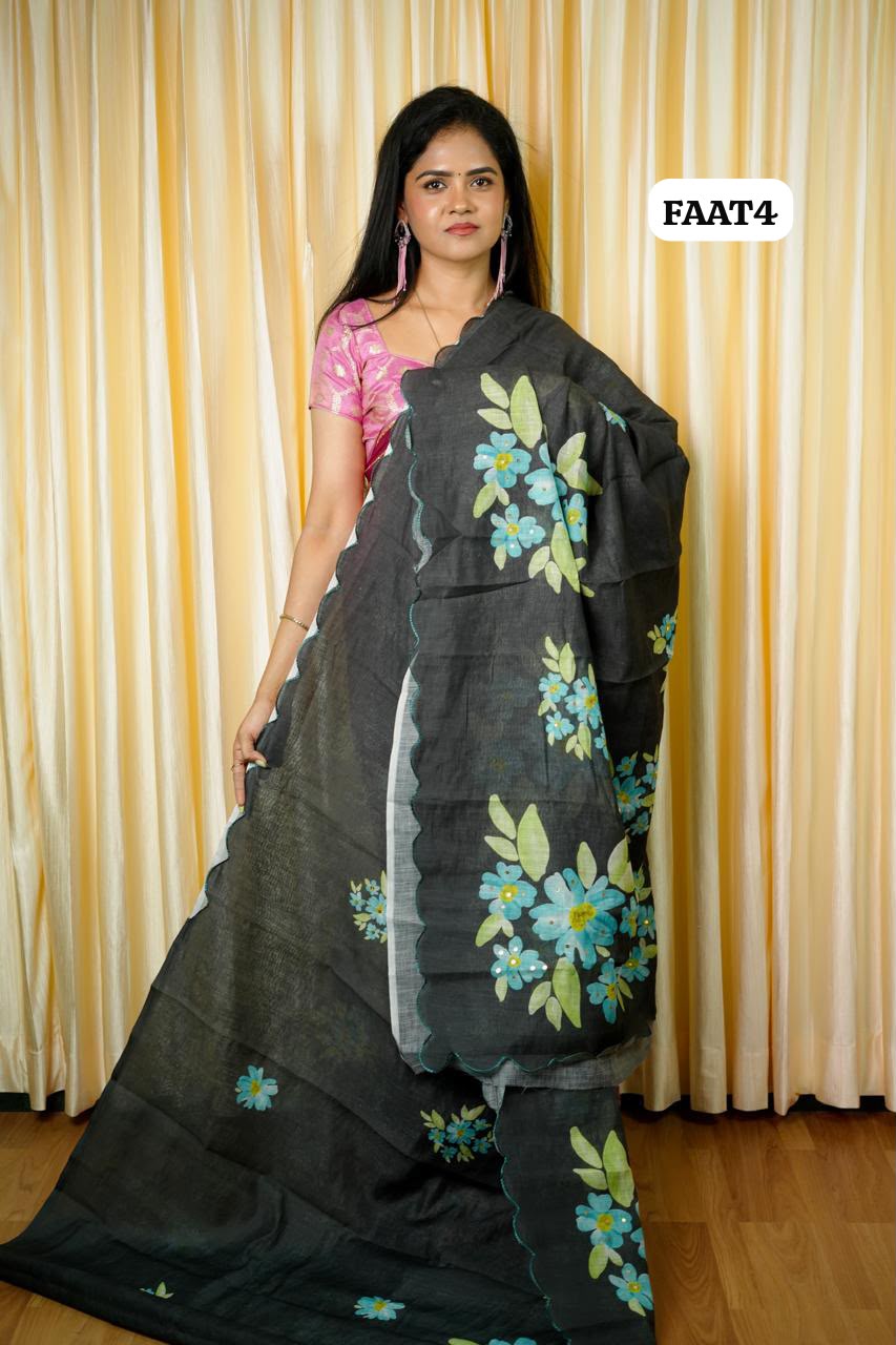 Linen Cotton saree 🥰🥳