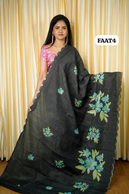 Linen Cotton saree 🥰🥳
