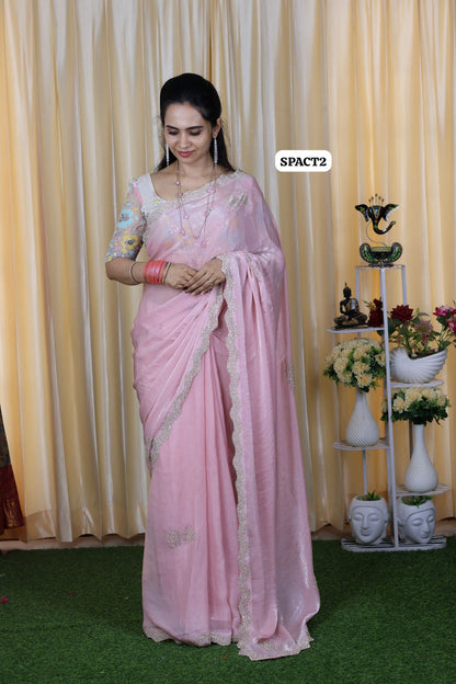 Exclusive Premium quality space silk with premium real stone work🥳